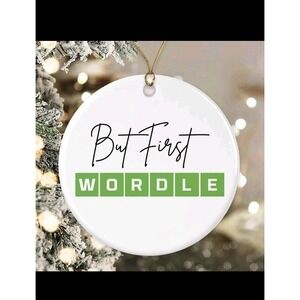 But First Wordle Ornament - Funny Word Lover Gift - Wordle Christmas Ornament...